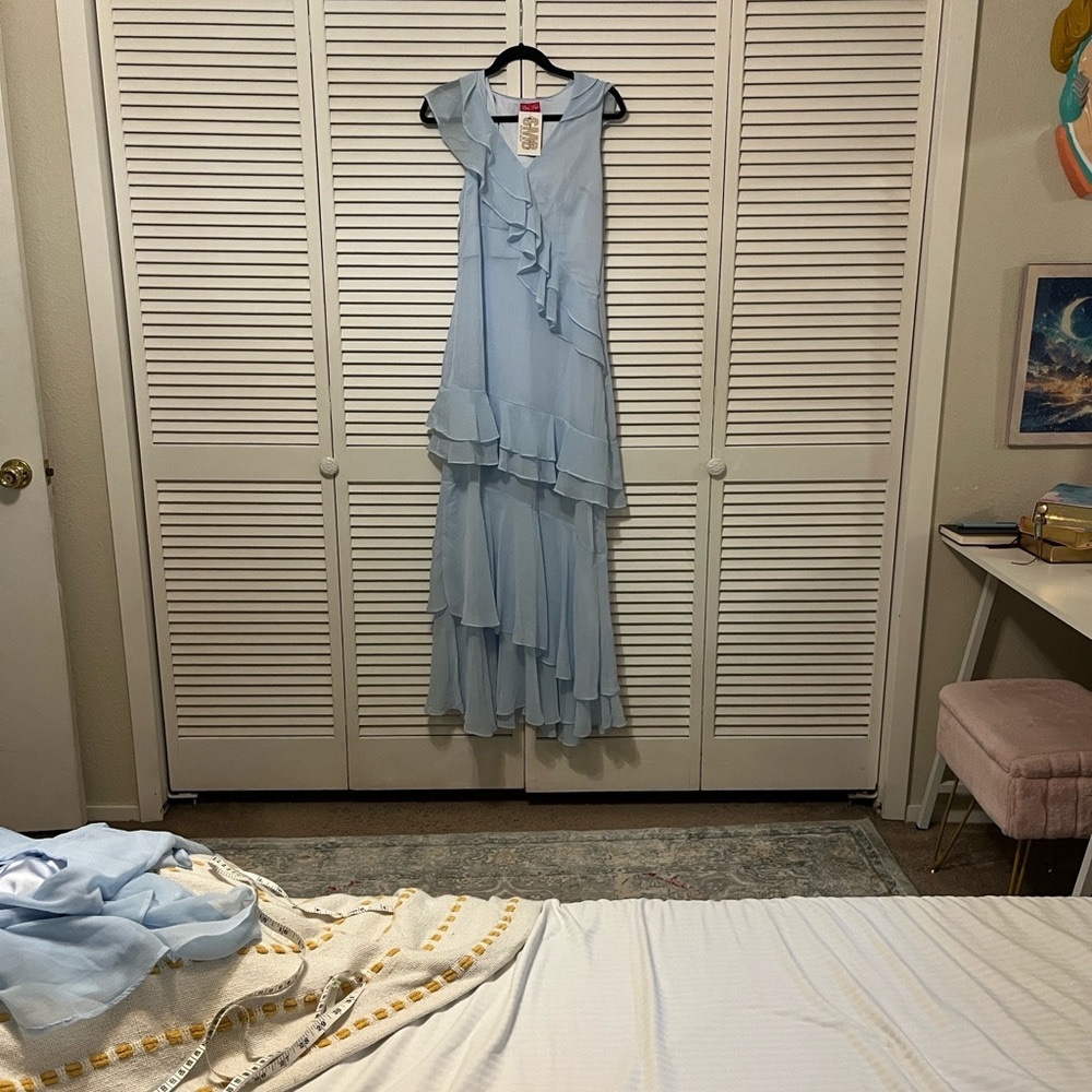 Chic Asymmetrical Light Blue Dress